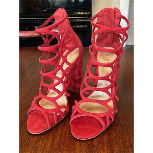 SCHUTZ Red Suede Julianna Sandals